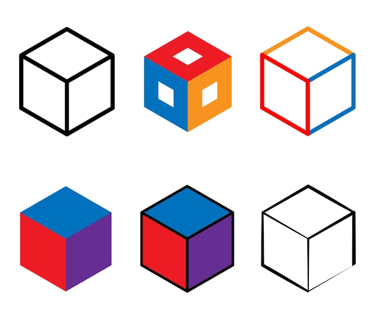 Vector cube icons 3d colorful cube symbols