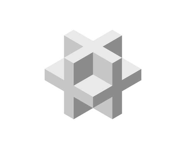 Cube logo geometric vector design Box logotype company trendy tech emblem in pixel style