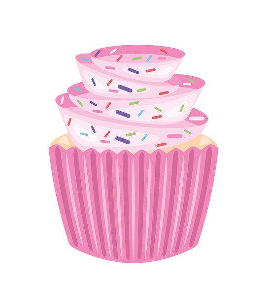 cupcake with sprinkles icon isolated white background