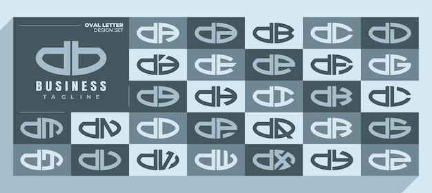 Curve line ellipse lowercase letter D DB logo design bundle