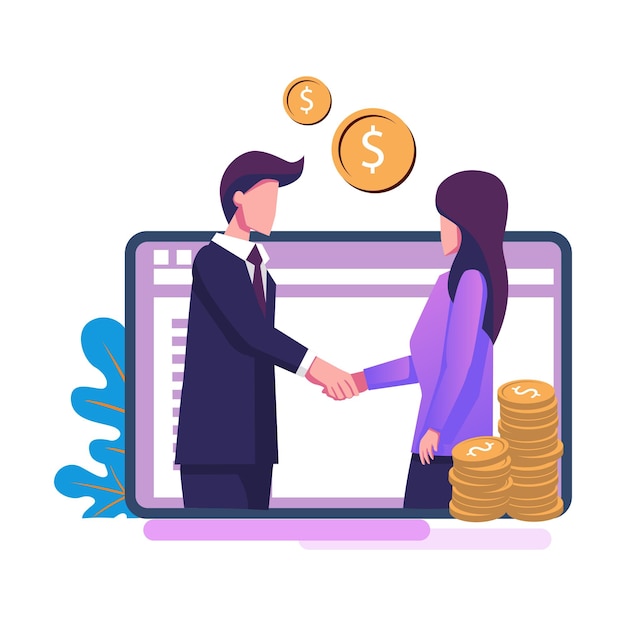 Customer relationship management flat style illustration design