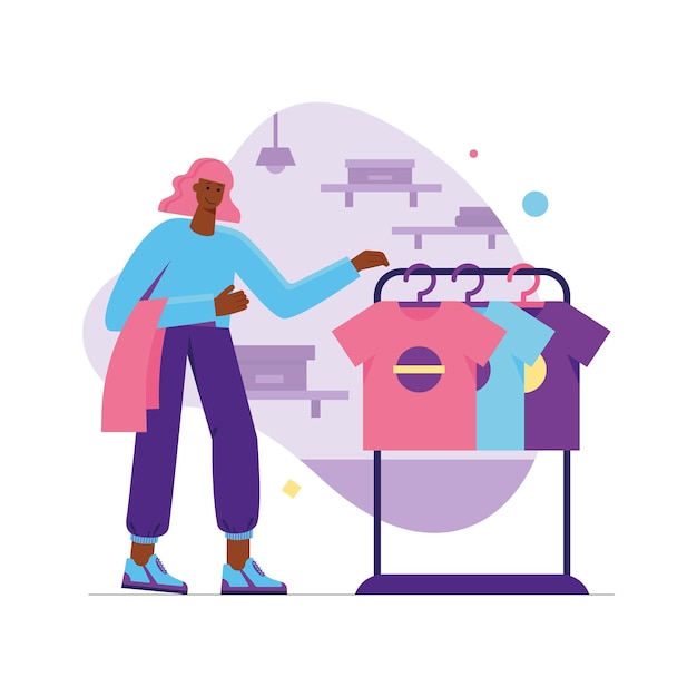 customer shopping at store modern flat concept