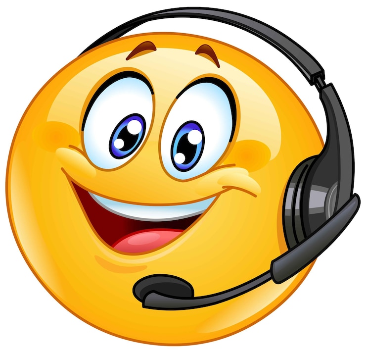 Vector customer support emoji emoticon with headset