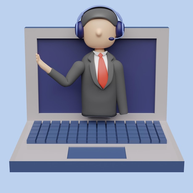 Customer support service concept Realistic 3d object cartoon style