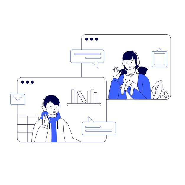 Customer support service online help technical specialist solve client problems via internet