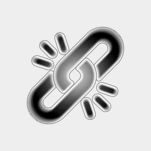 Customizable Halftone Vector Chain Icon with Black Line Design