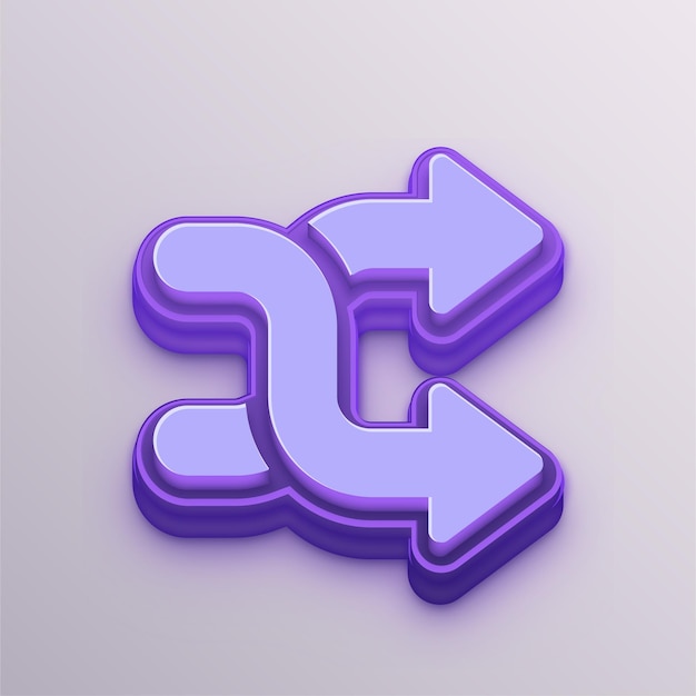 Customizable Purple 3D Vector Two Way Arrows Icon for Education Business and Media