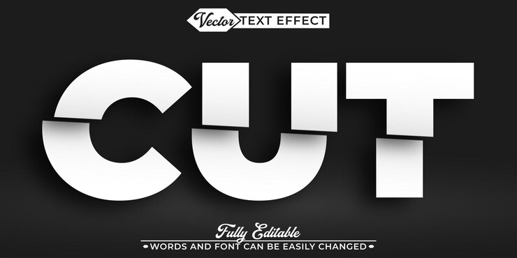 Vector cut vector editable text effect template