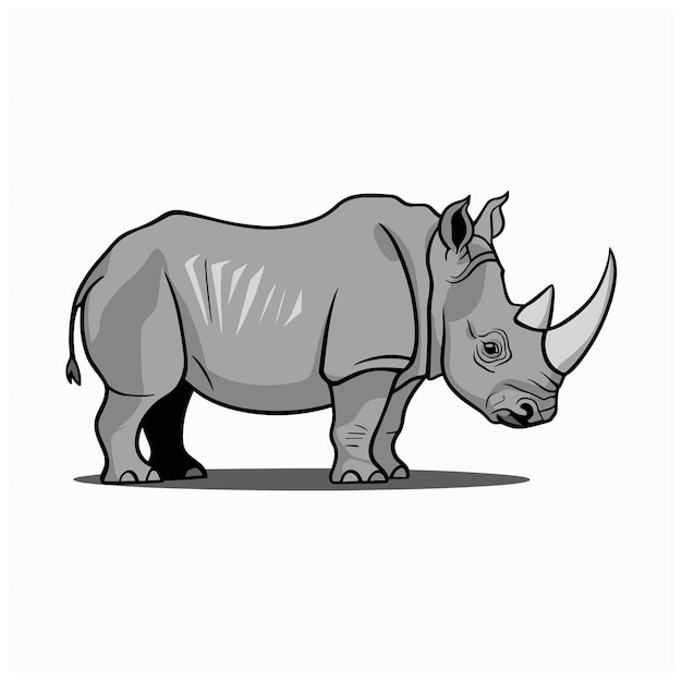 cute and beautiful rhinos different poses cartoon animal design flat vector illustration isolated on white background