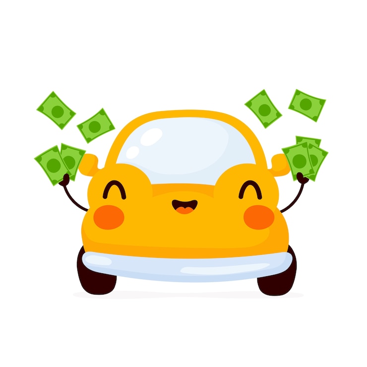 Vector cute automobile with money