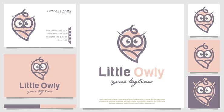 Cute baby owl logo