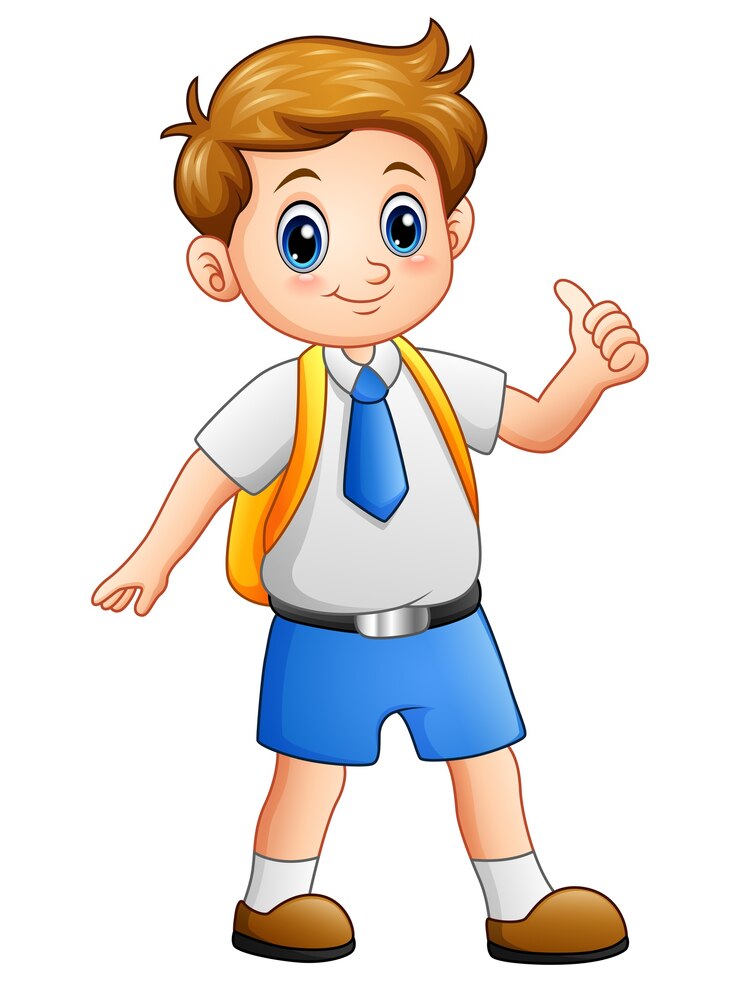 Vector cute boy in a school uniform giving thumbs up