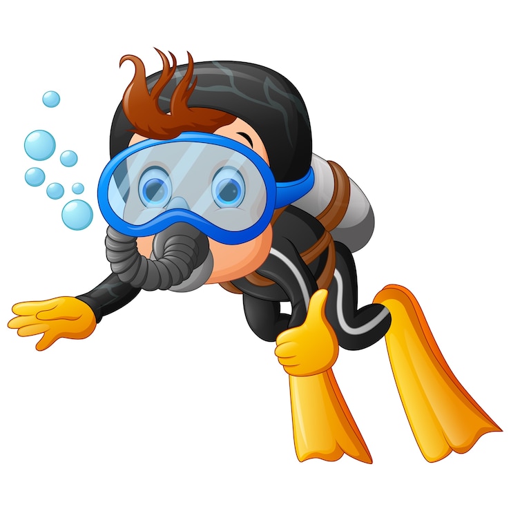 Vector cute boy snorkeling