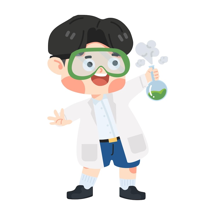 Cute boy student Kid Scientist With Glasses