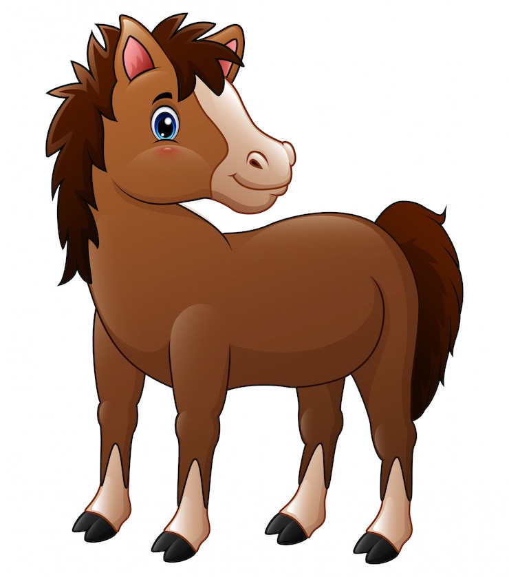 Vector cute brown baby horse