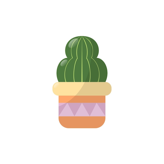 Cute Cactus Glass Style Illustration