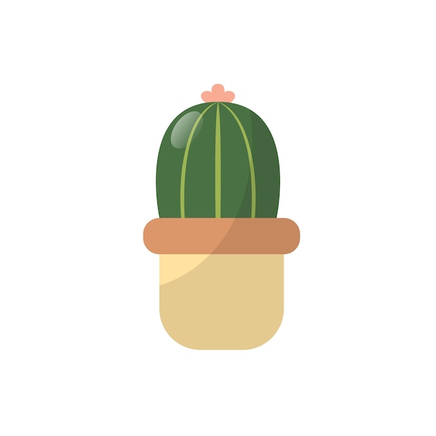 Cute Cactus Glass Style Illustration
