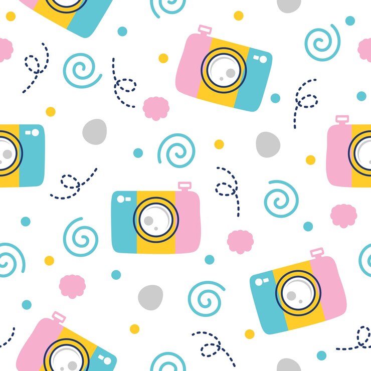 Vector cute camera cartoon illustration patterns