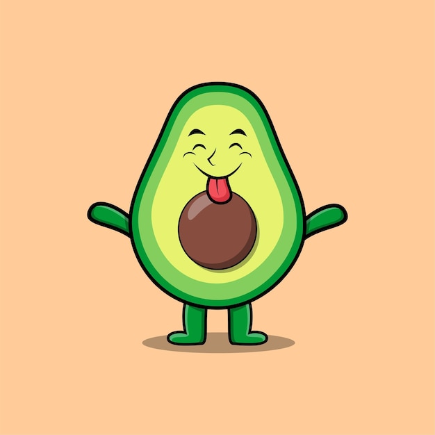 cute cartoon avocado character with flashy expression in cute style