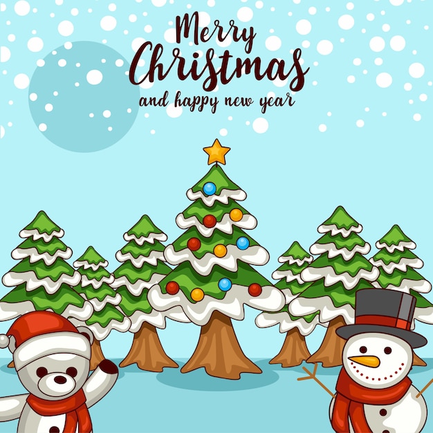 cute cartoon christmas greeting illustration