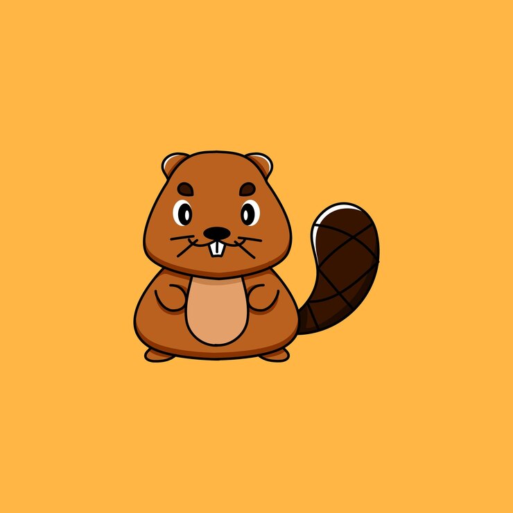 cute cartoon illustration beaver