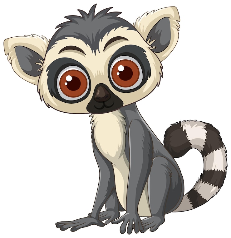 Vector cute cartoon lemur illustration