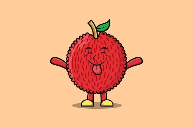 Cute cartoon Lychee character with flashy expression in modern cute style illustration