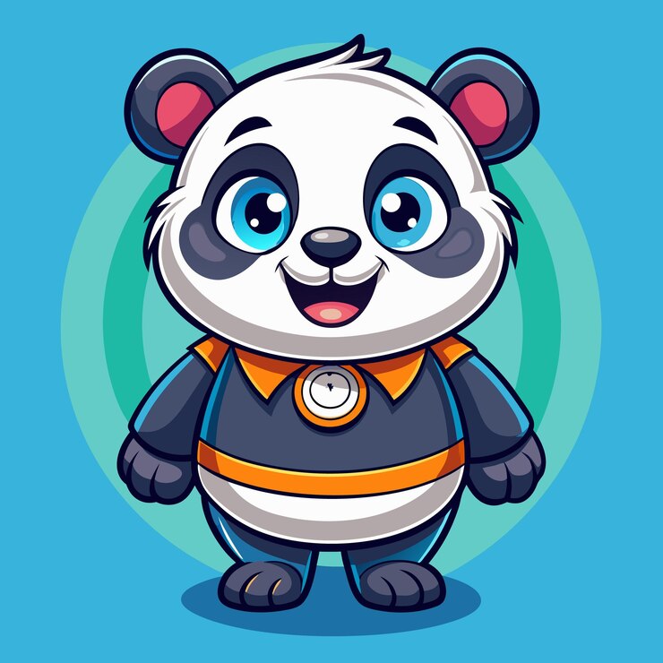 Vector cute cartoon panda bear with a friendly smile
