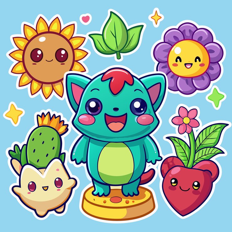 Vector cute cartoon stickers