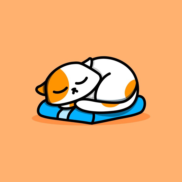 cute cat sleeps on the pillow cartoon vector illustration