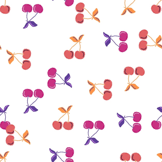 cute cherry seamless pattern hand drawn cherries wallpaper design for fabric textile print wrapping paper kitchen textiles cover simple vector illustration
