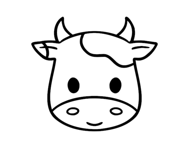 Cute cow face cartoon doodle hand drawn icon Outline drawing cute cow face cartoon line clipart symbol