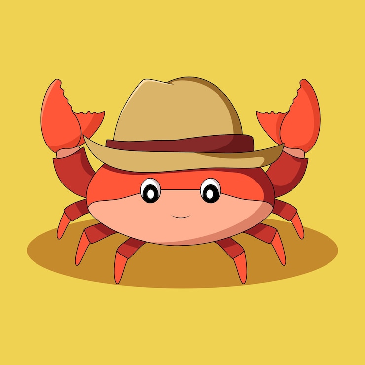 Vector cute crab wearing a hat illustration