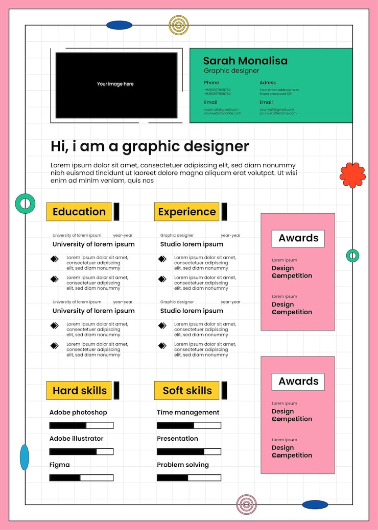 Vector cute creative resume template