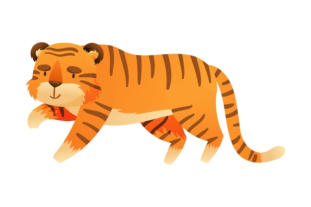 Cute creeping tiger jungle wild animal cartoon vector illustration