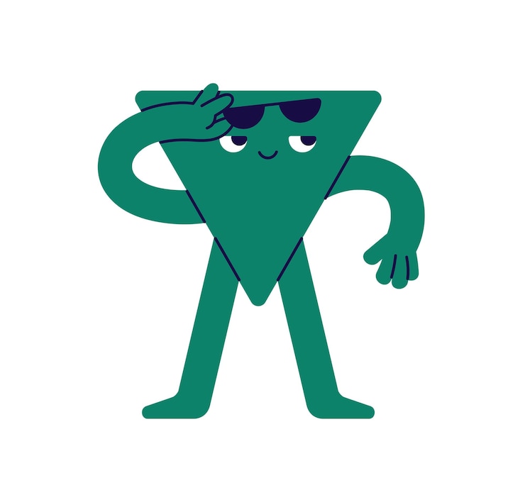 Vector cute geometric shape funny geometry figure in sunglasses cool flirting face expression fun emotion happy comic seducer childish kids flat vector illustration isolated on white background