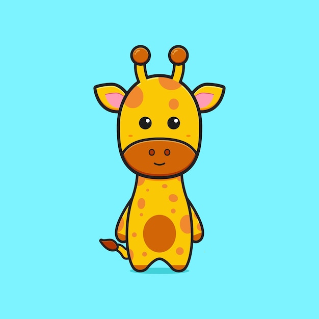 Cute giraffe mascot character cartoon icon illustration. Design isolated flat cartoon style