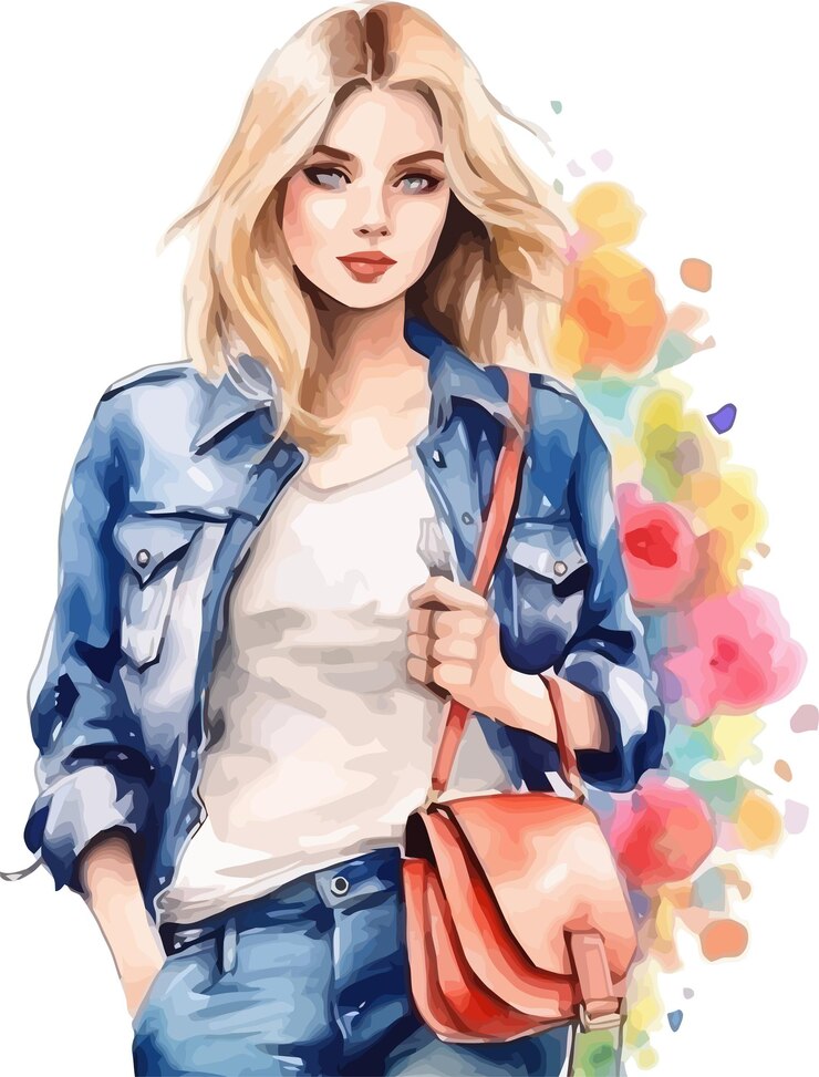 Cute Girl Illustration Vector Watercolor Sublimation Clipart