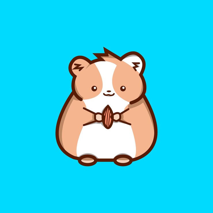 cute hamster with seed cartoon vector illustration