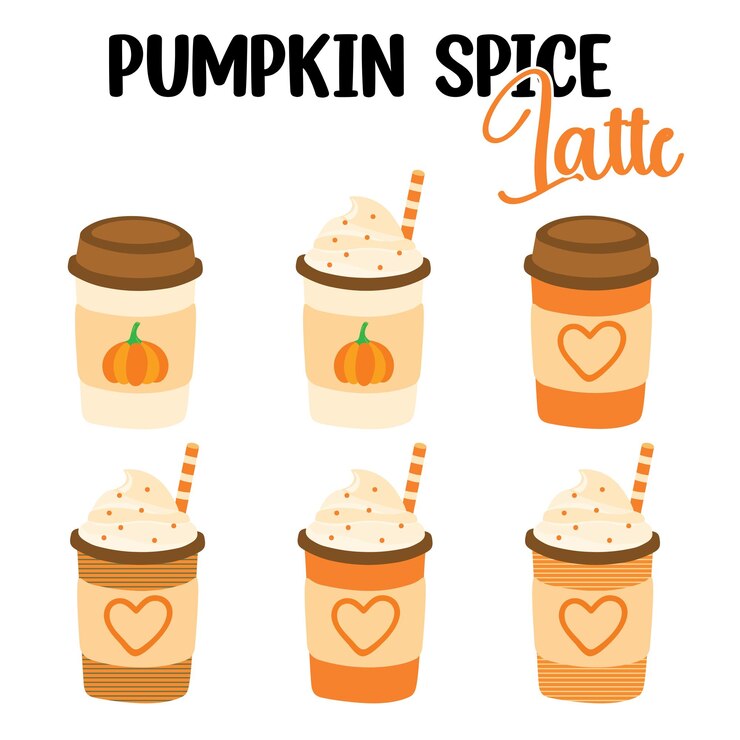 Vector cute hand drawn doodle pumpkin spice latte fall autumn winter vector illustration