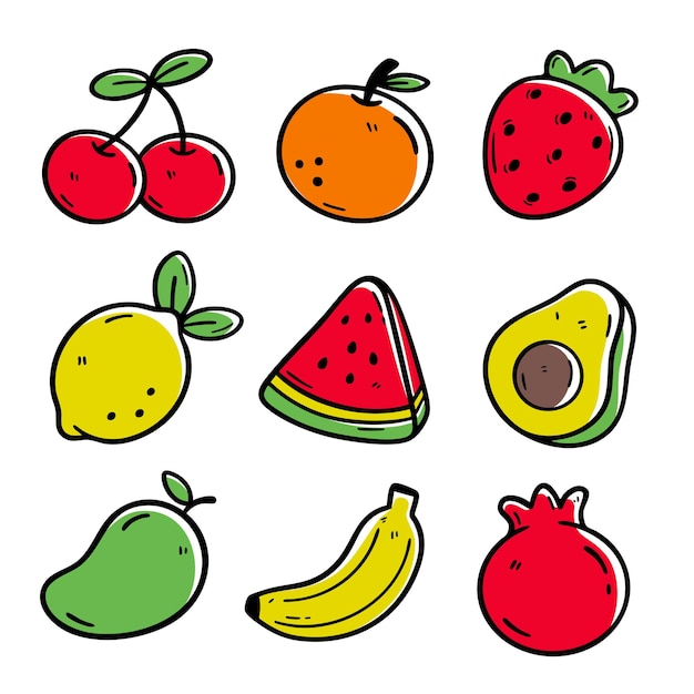 Cute HandDrawn Fruit Collection Illustration