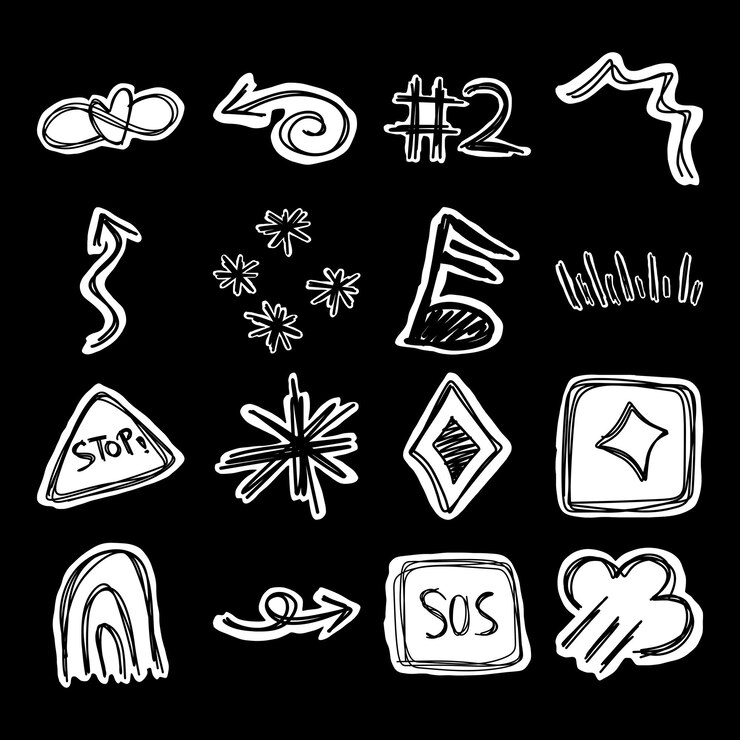 Cute Handdrawn Sketch with Doodle Line Art and Scribble Clip Art
