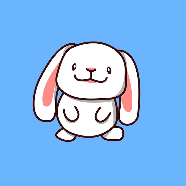 cute happy bunny standing cartoon vector illustration
