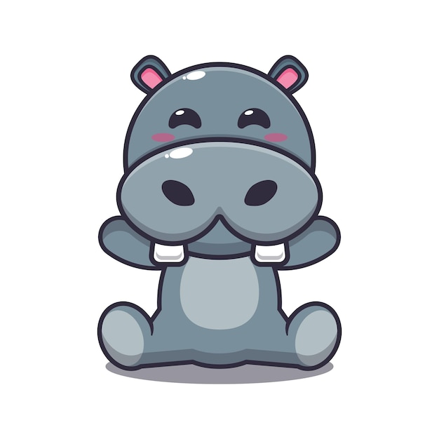 cute hippo cartoon vector illustration