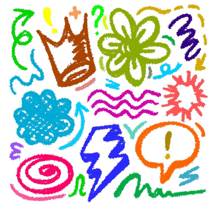 Cute kid flower cloud summer illustration squiggles in childish girly style flower crown