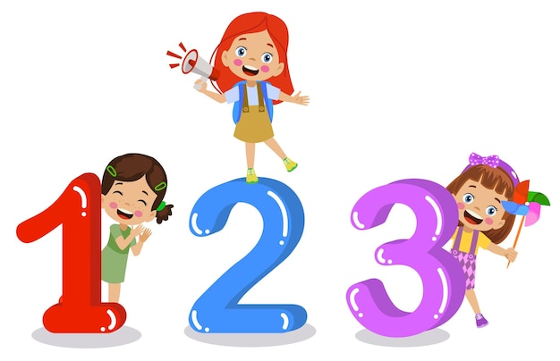 cute kids learn numbers along with numbers