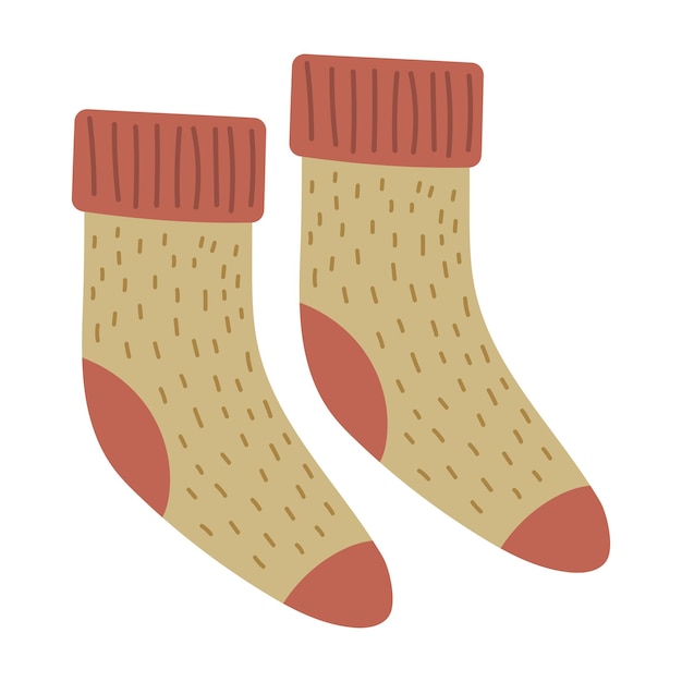Cute knitted socks Vector autumn isolated illustration for your design