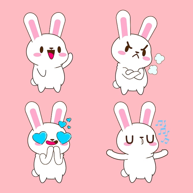 Cute little bunny drawing cartoon rabbit sticker