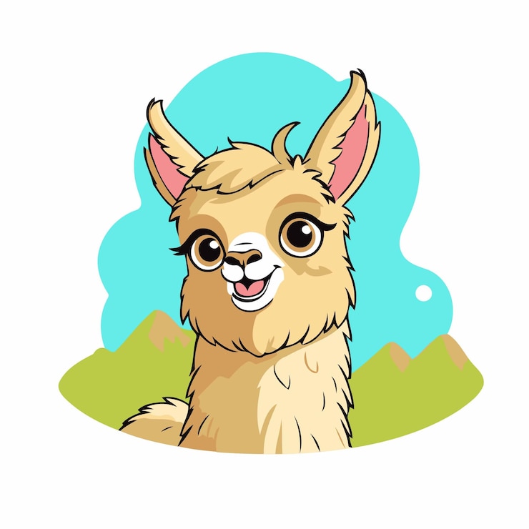 Vector cute llama for toddlers books vector illustration