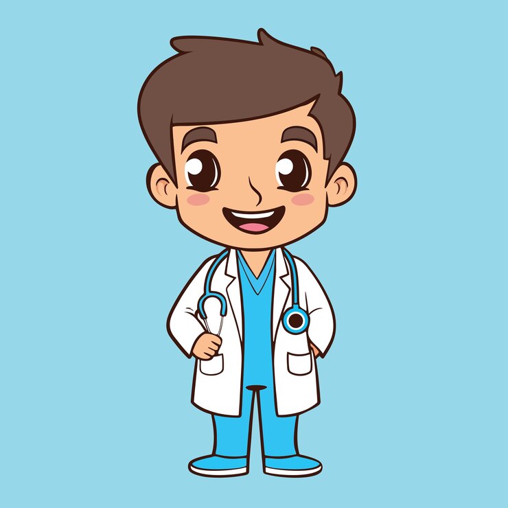 Cute male doctor illustration hand drawn cartoon art High quality vector for medical themed design